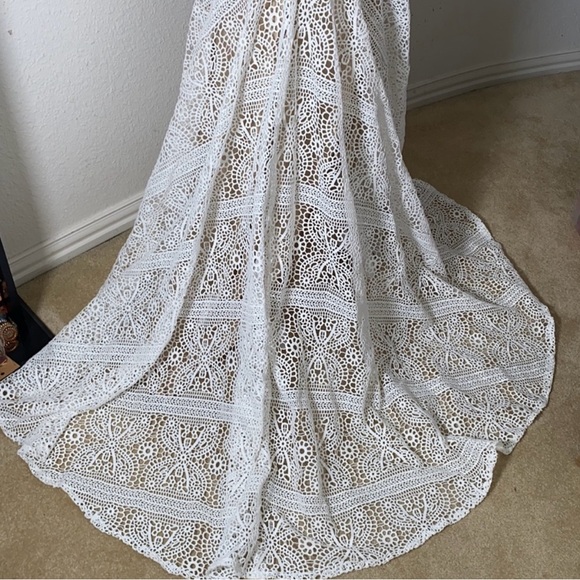 LIPOSA Bohemian Wedding Dress Sweetheart Mermaid Lace Bridal Gown - Picture 13 of 17